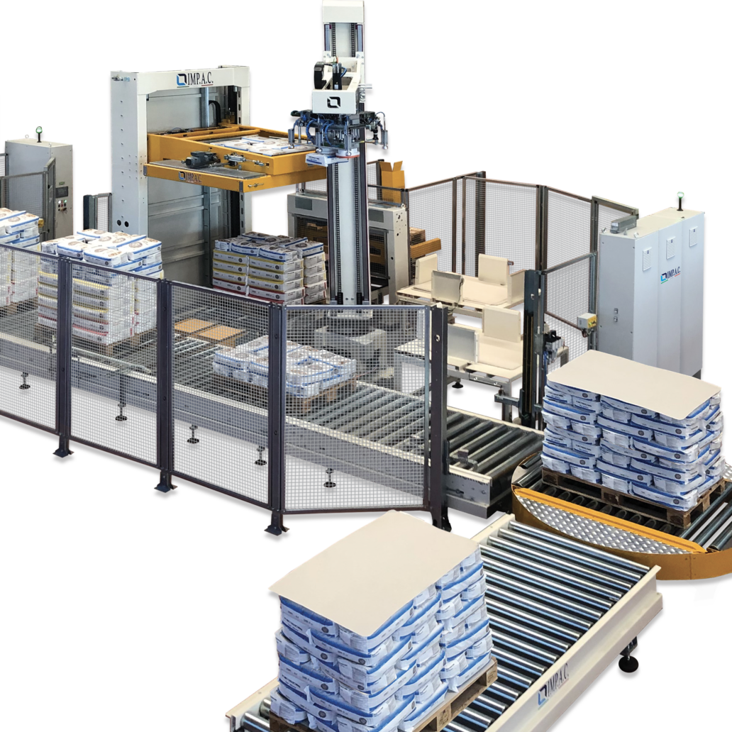Mono-column pallettizing system for bags – Impac