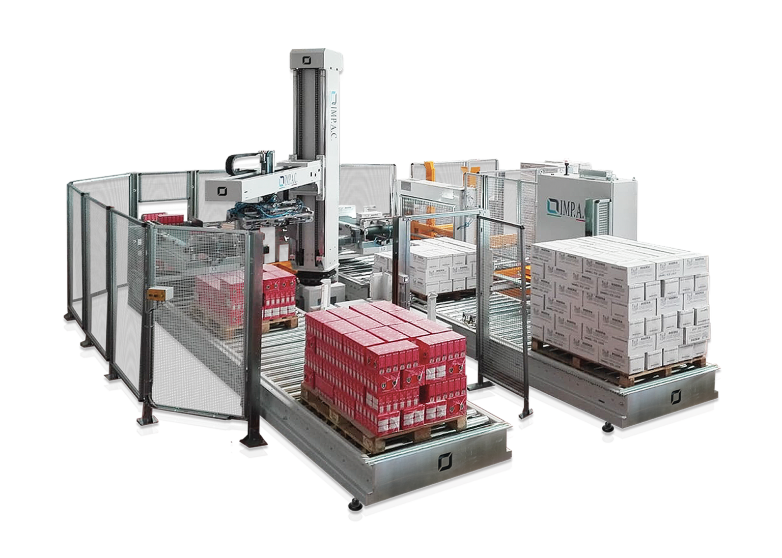 Mono-column pallettizing system for box and bundles – Impac